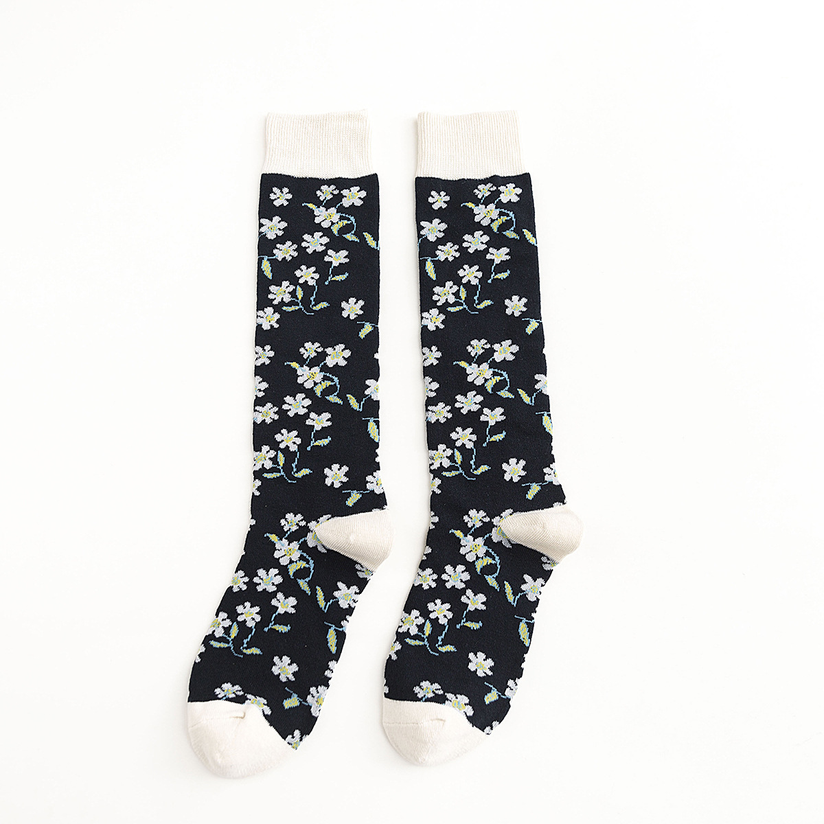 Style Floral Girls Tall Piles Of Socks Autumn And Winter Socks Leg